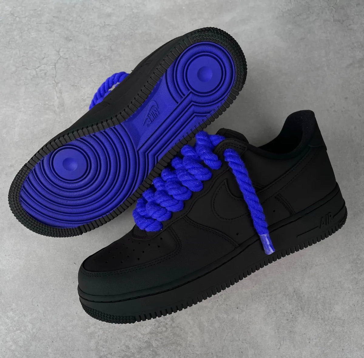 Custom Black x Blue Bottoms AF1