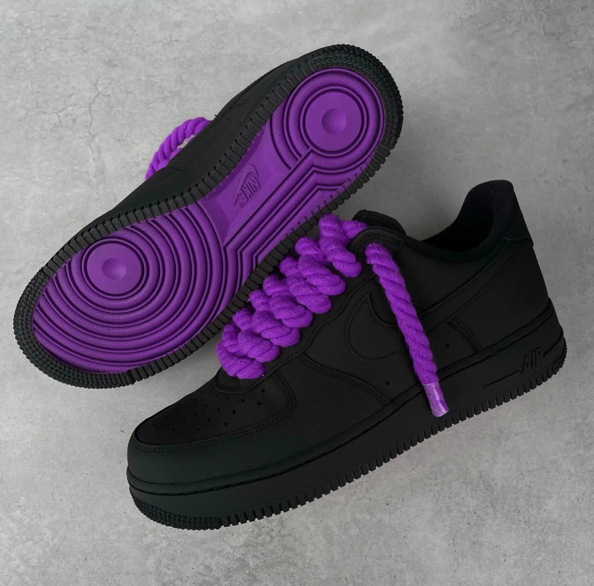 Custom AF1 Black x Purple Bottoms